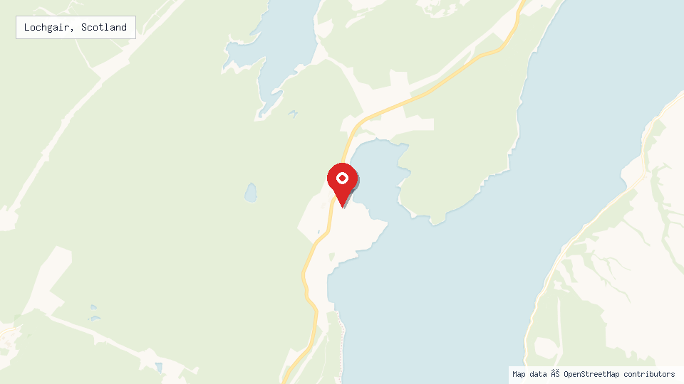 Street map of Lochgair, Scotland with location pin
