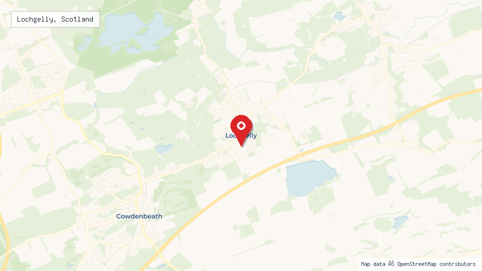 Street map of Lochgelly, Scotland with location pin