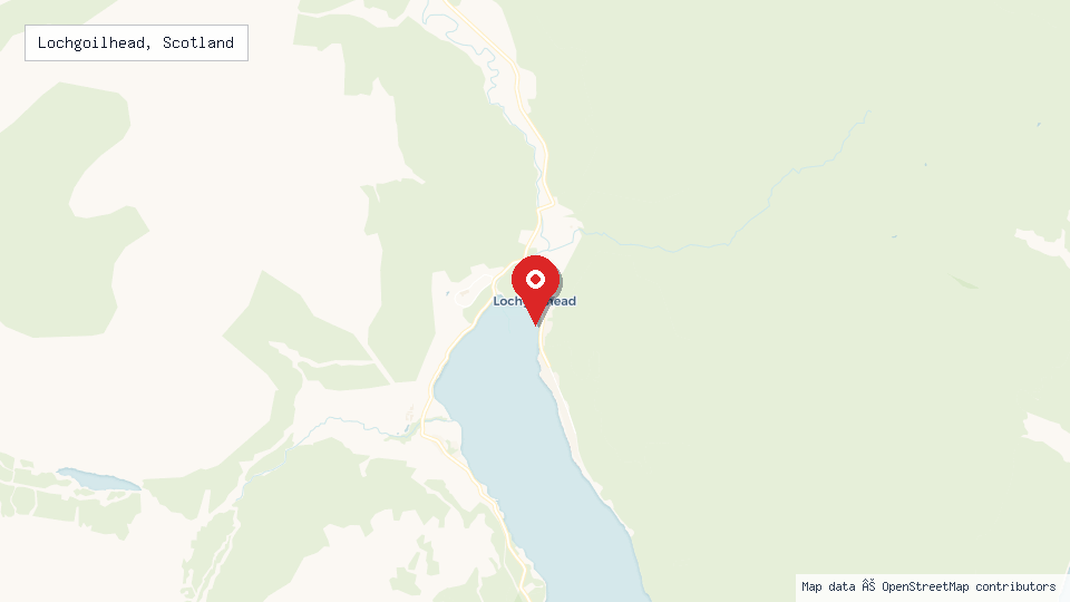 Street map of Lochgoilhead, Scotland with location pin