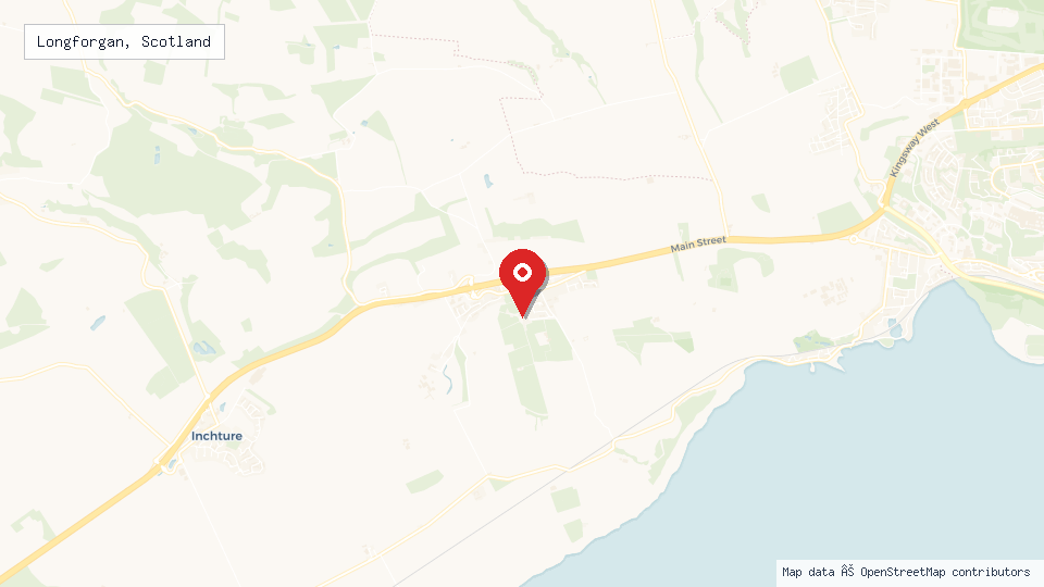 Street map of Longforgan, Scotland with location pin