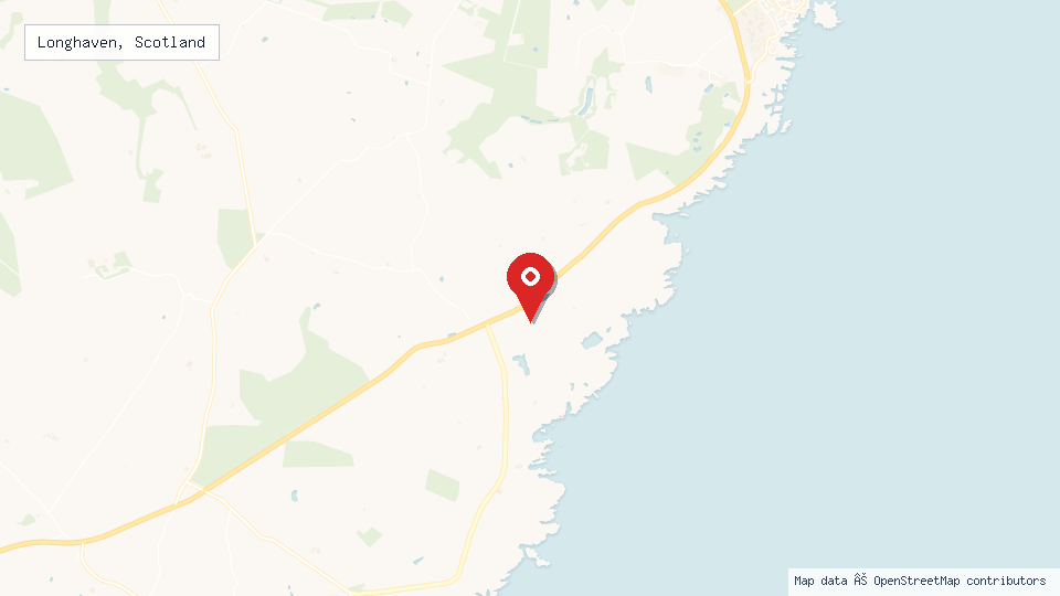 Street map of Longhaven, Scotland with location pin
