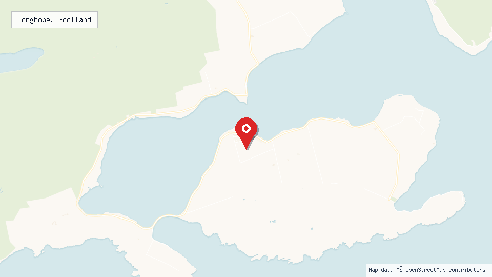 Street map of Longhope, Scotland with location pin