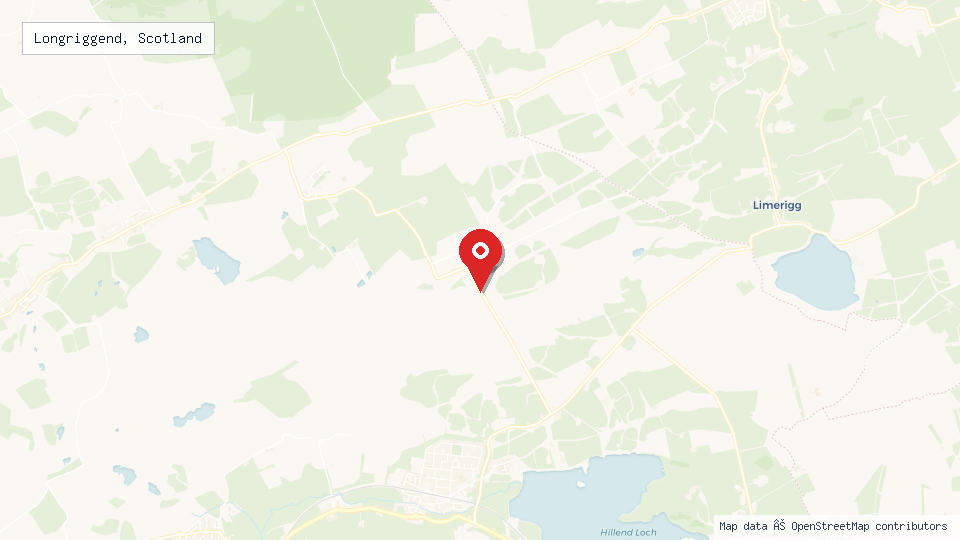 Street map of Longriggend, Scotland with location pin