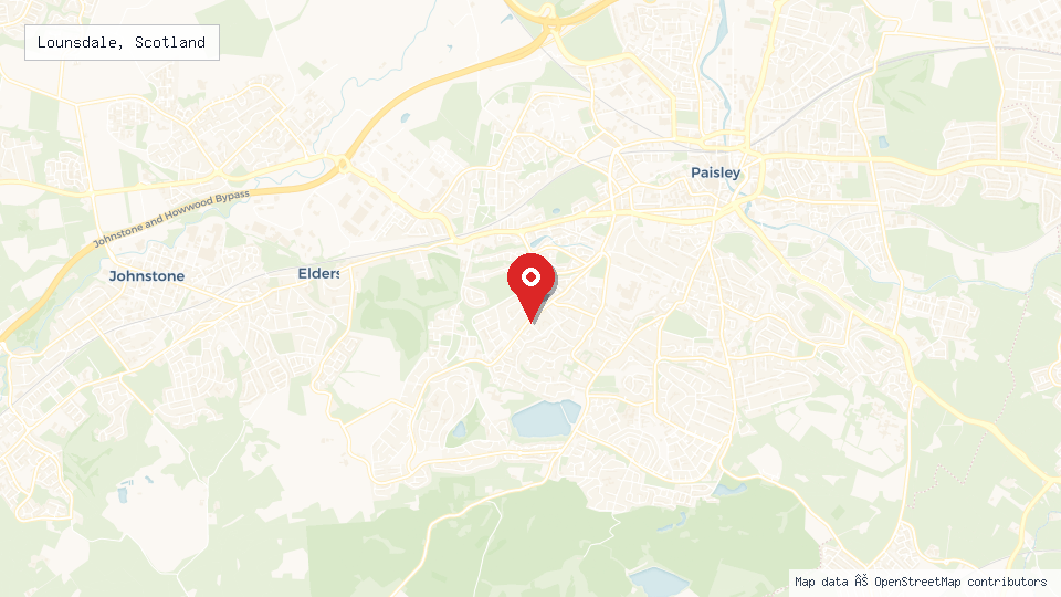 Street map of Lounsdale, Scotland with location pin