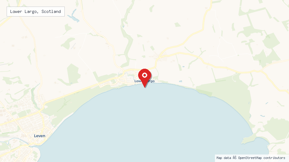 Street map of Lower Largo, Scotland with location pin