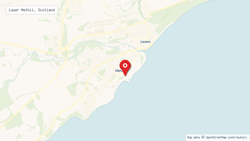 Street map of Lower Methil, Scotland with location pin
