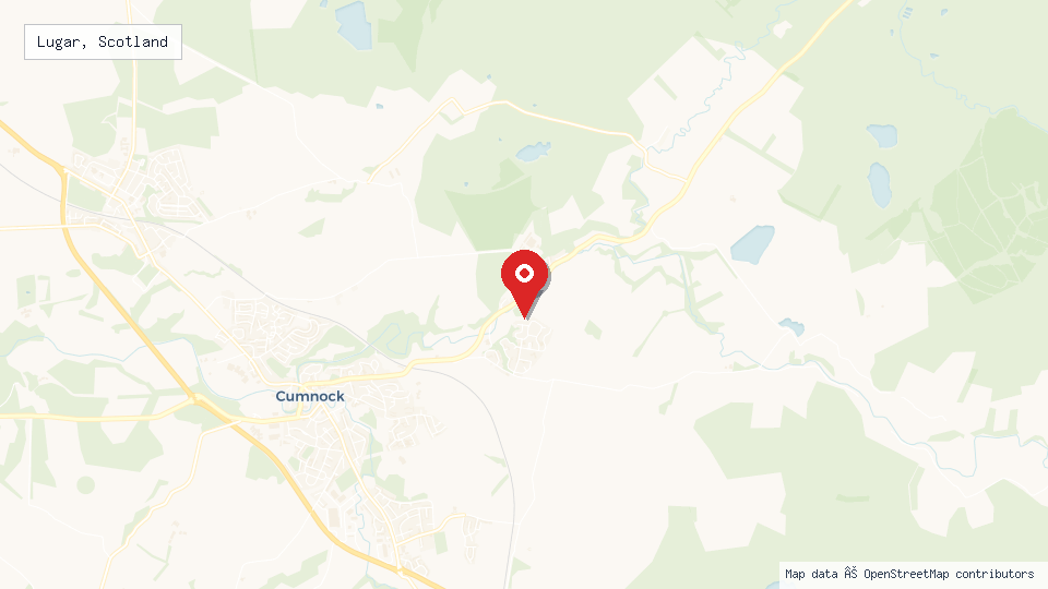 Street map of Lugar, Scotland with location pin