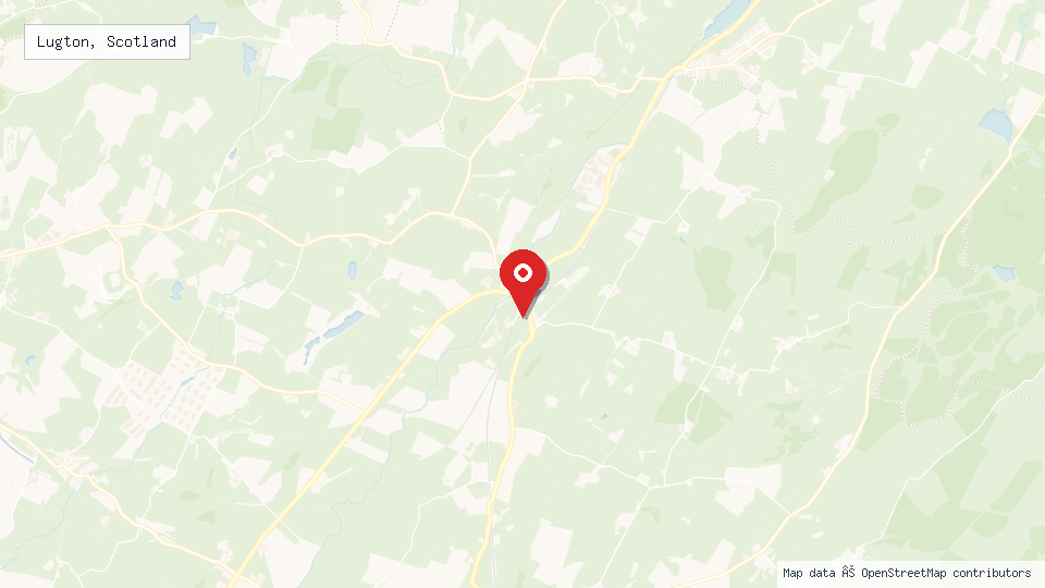Street map of Lugton, Scotland with location pin