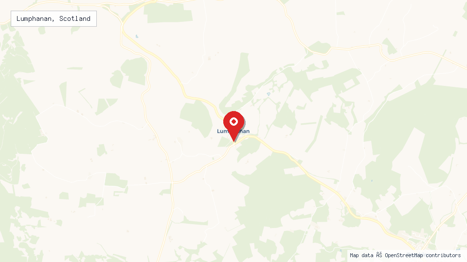 Street map of Lumphanan, Scotland with location pin