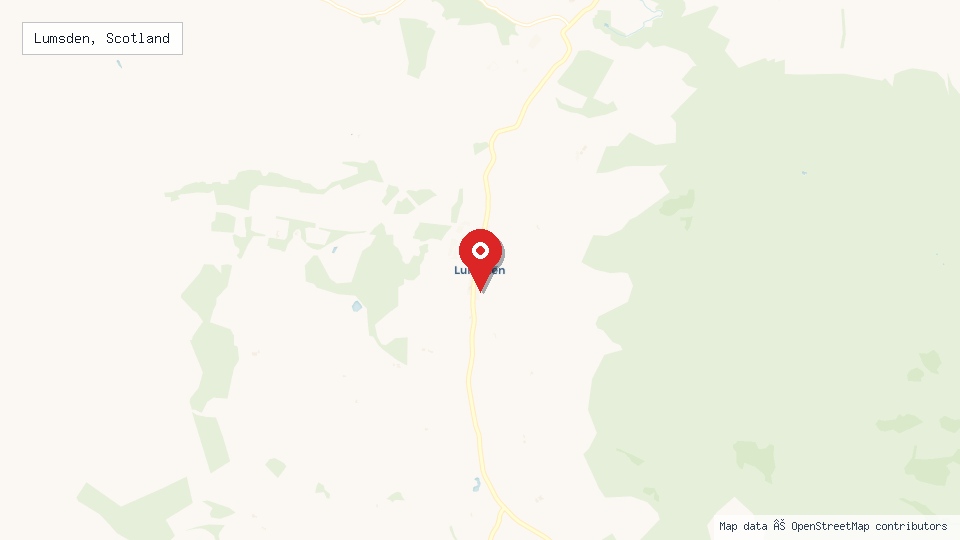 Street map of Lumsden, Scotland with location pin