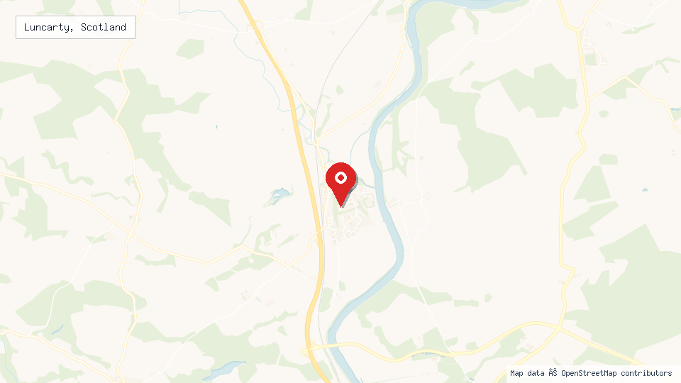Street map of Luncarty, Scotland with location pin