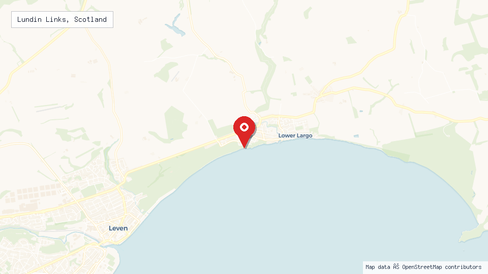 Street map of Lundin Links, Scotland with location pin