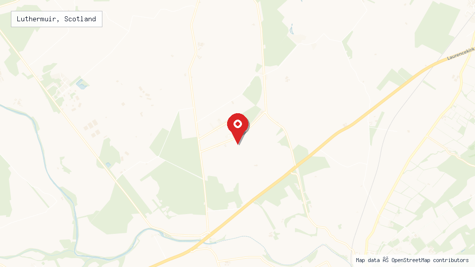 Street map of Luthermuir, Scotland with location pin
