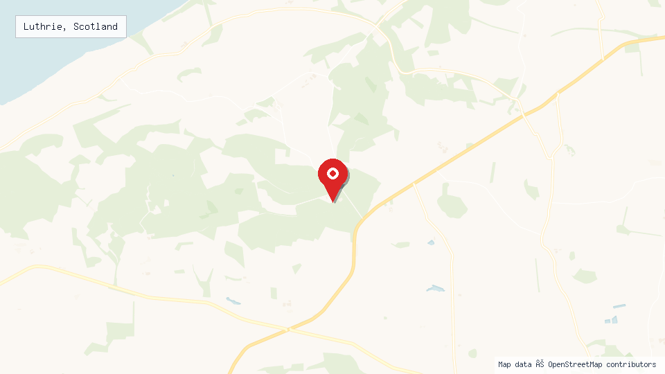 Street map of Luthrie, Scotland with location pin