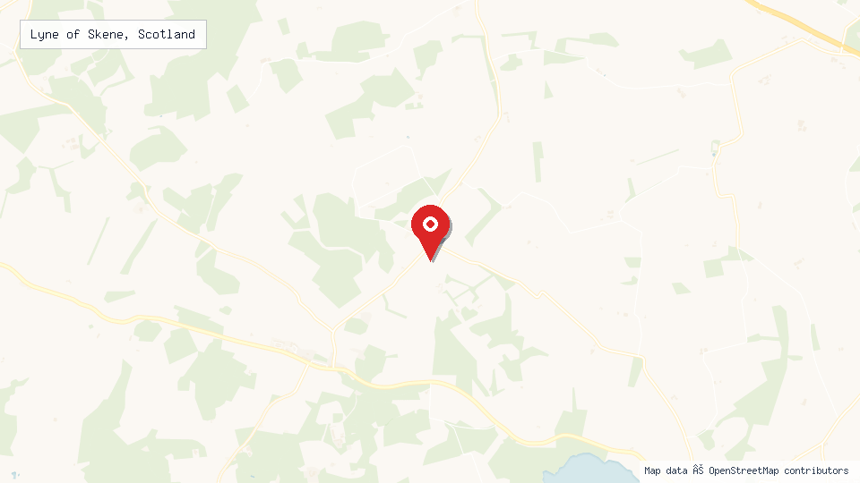 Street map of Lyne of Skene, Scotland with location pin