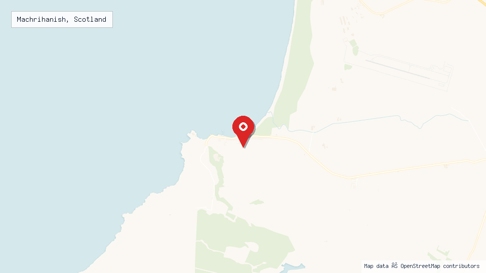 Street map of Machrihanish, Scotland with location pin