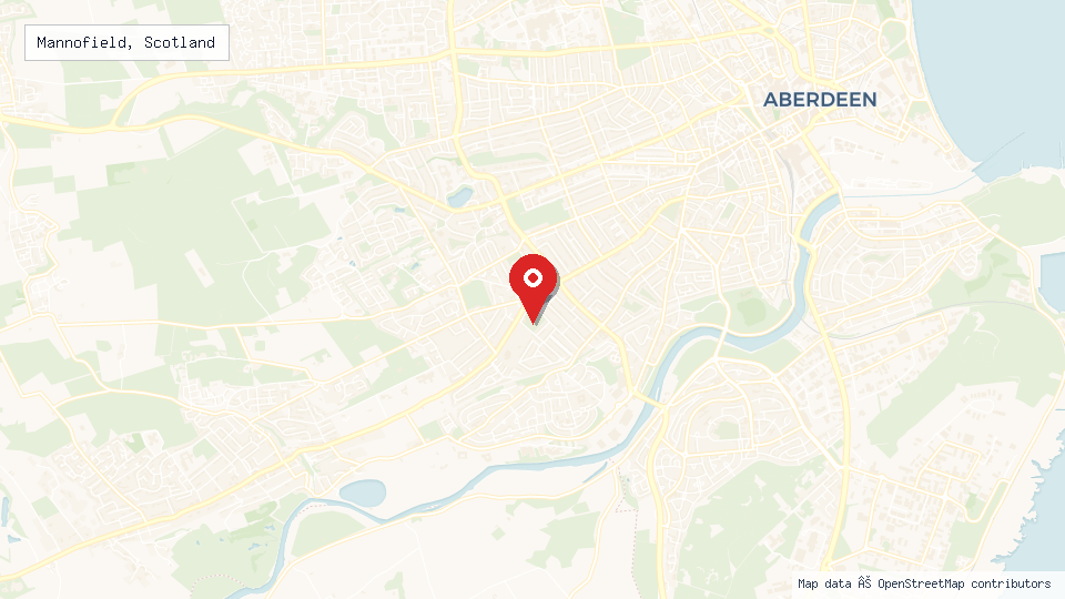 Street map of Mannofield, Scotland with location pin
