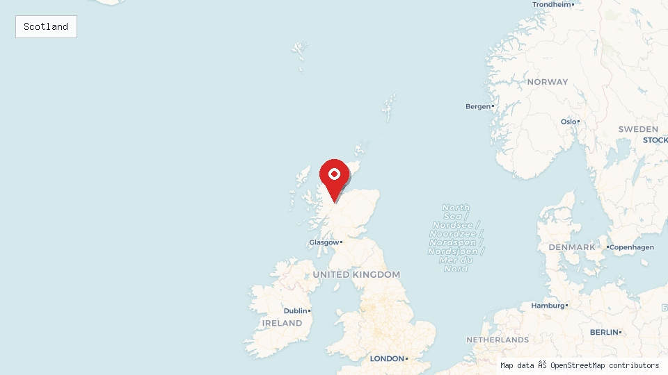 Street map of Scotland with location pin