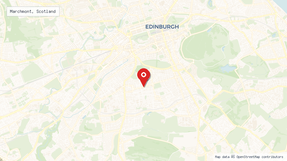 Street map of Marchmont, Scotland with location pin