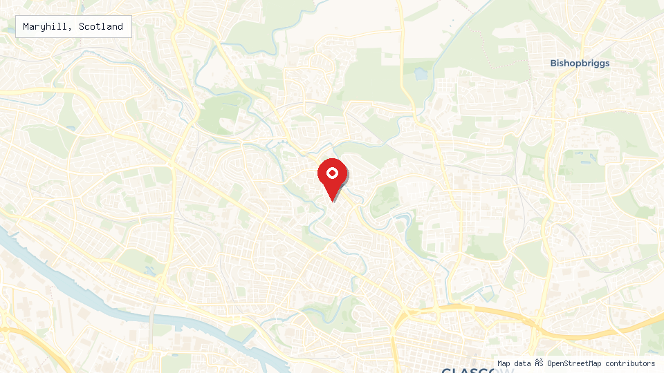 Street map of Maryhill, Scotland with location pin