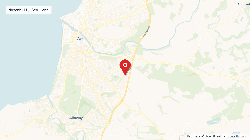 Street map of Masonhill, Scotland with location pin