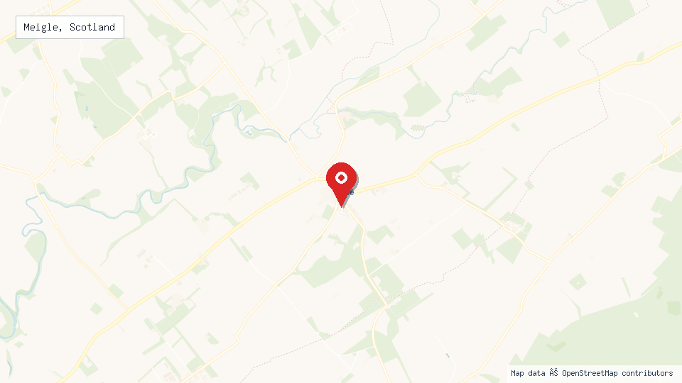 Street map of Meigle, Scotland with location pin
