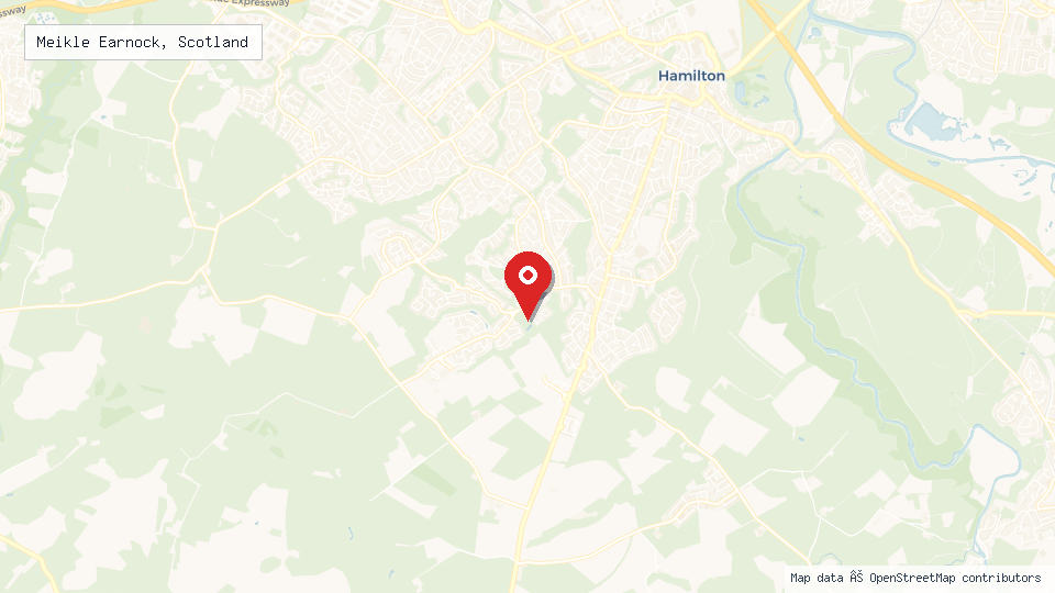 Street map of Meikle Earnock, Scotland with location pin