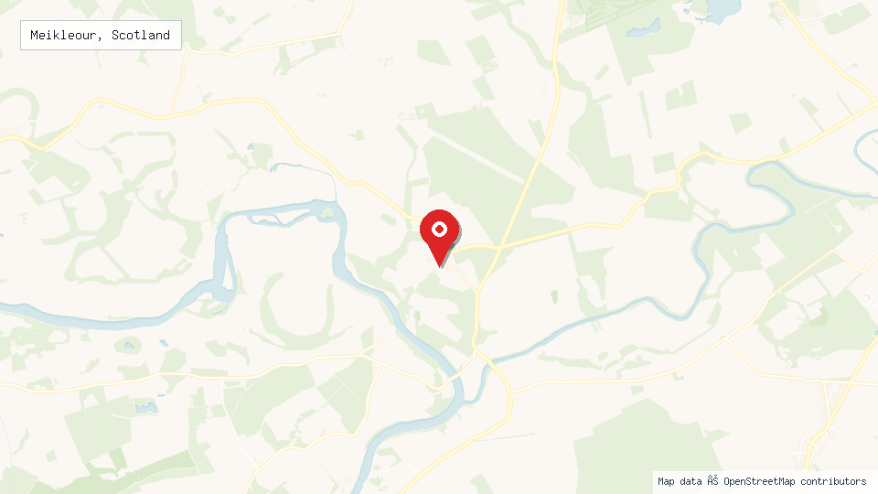 Street map of Meikleour, Scotland with location pin