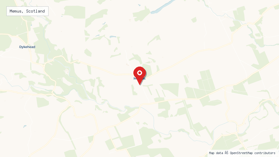 Street map of Memus, Scotland with location pin