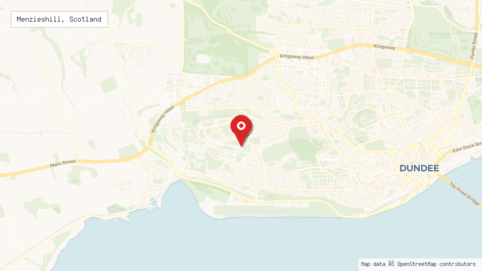 Street map of Menzieshill, Scotland with location pin