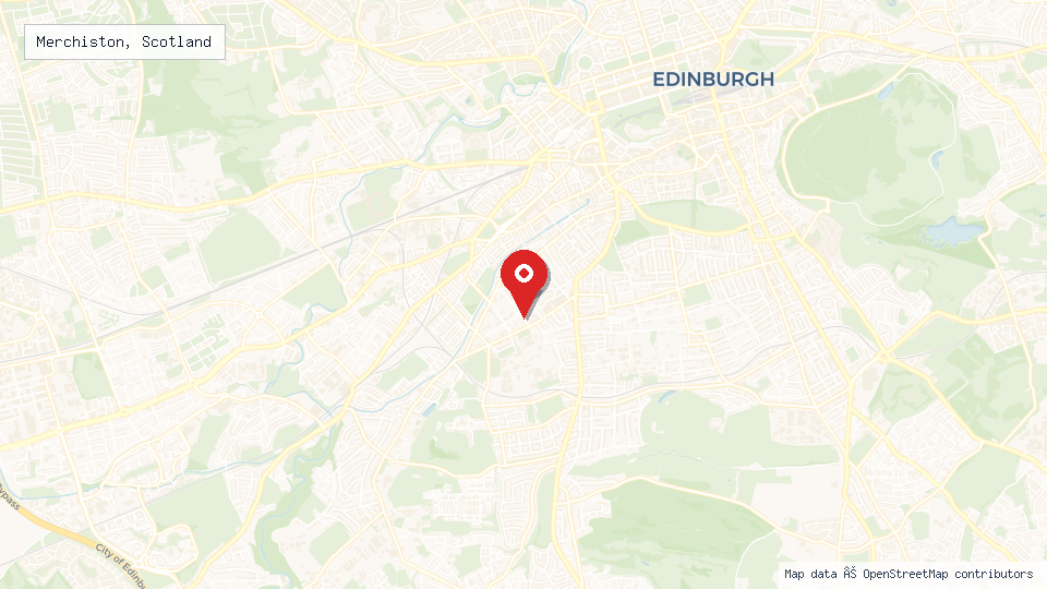 Street map of Merchiston, Scotland with location pin