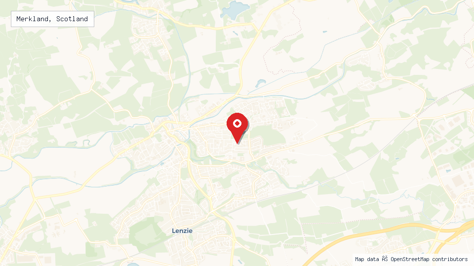Street map of Merkland, Scotland with location pin