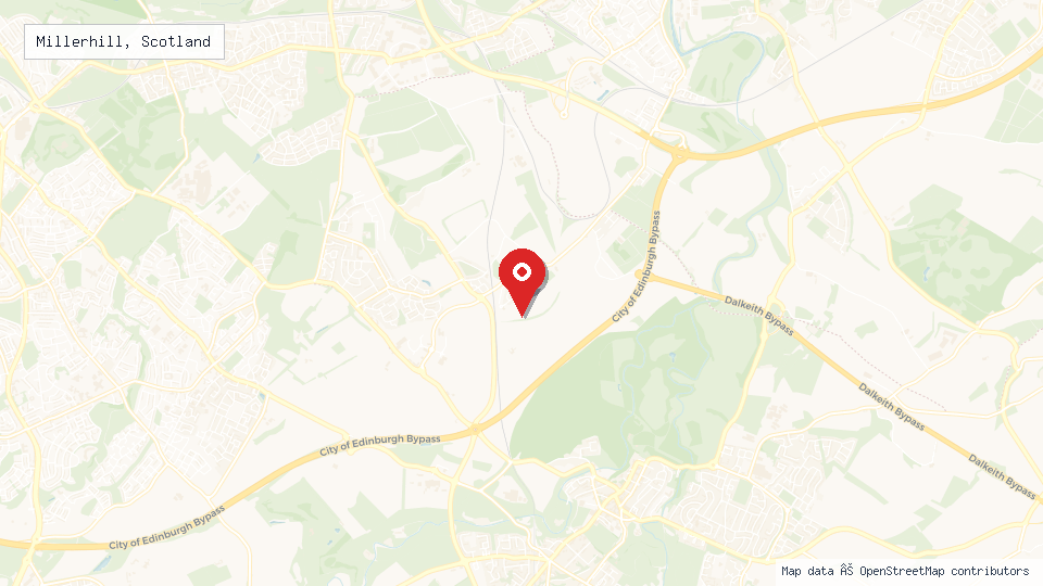 Street map of Millerhill, Scotland with location pin