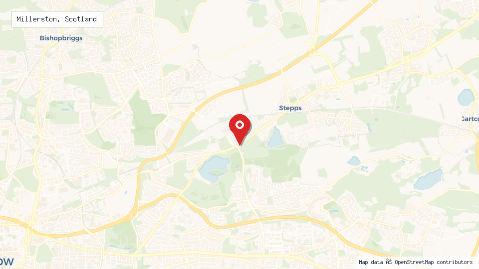 Street map of Millerston, Scotland with location pin