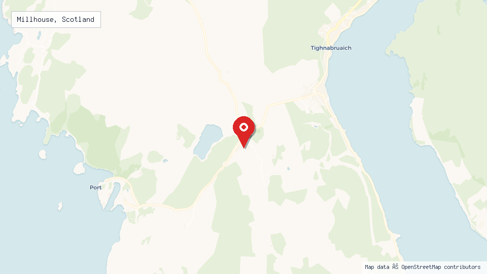Street map of Millhouse, Scotland with location pin