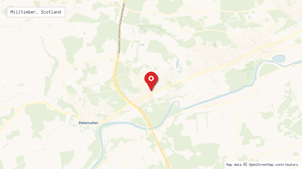 Street map of Milltimber, Scotland with location pin