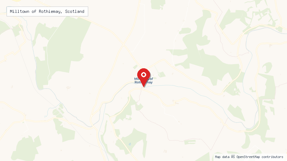 Street map of Milltown of Rothiemay, Scotland with location pin