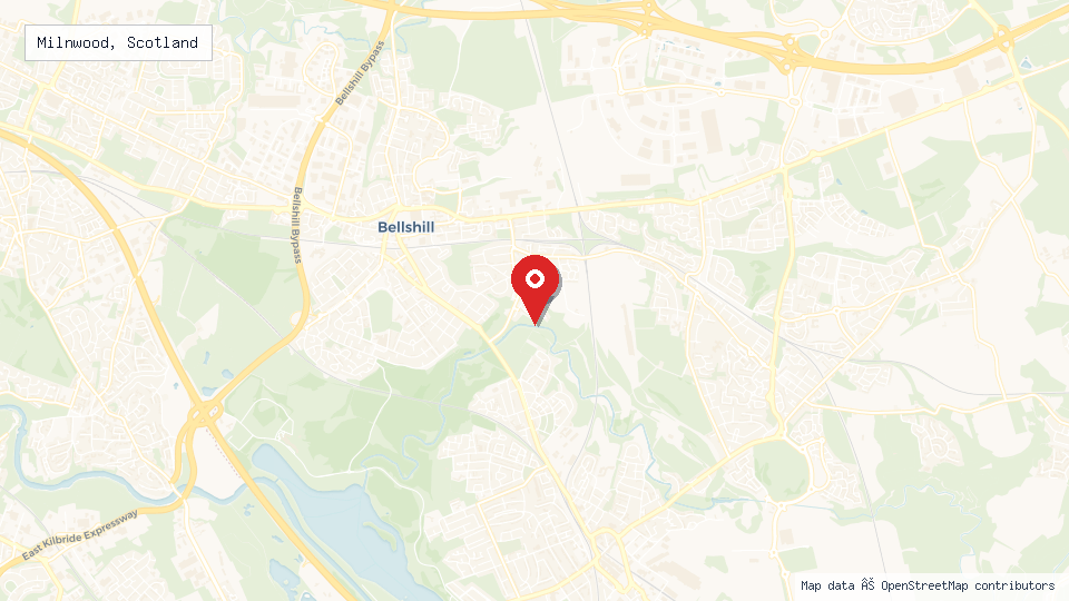 Street map of Milnwood, Scotland with location pin