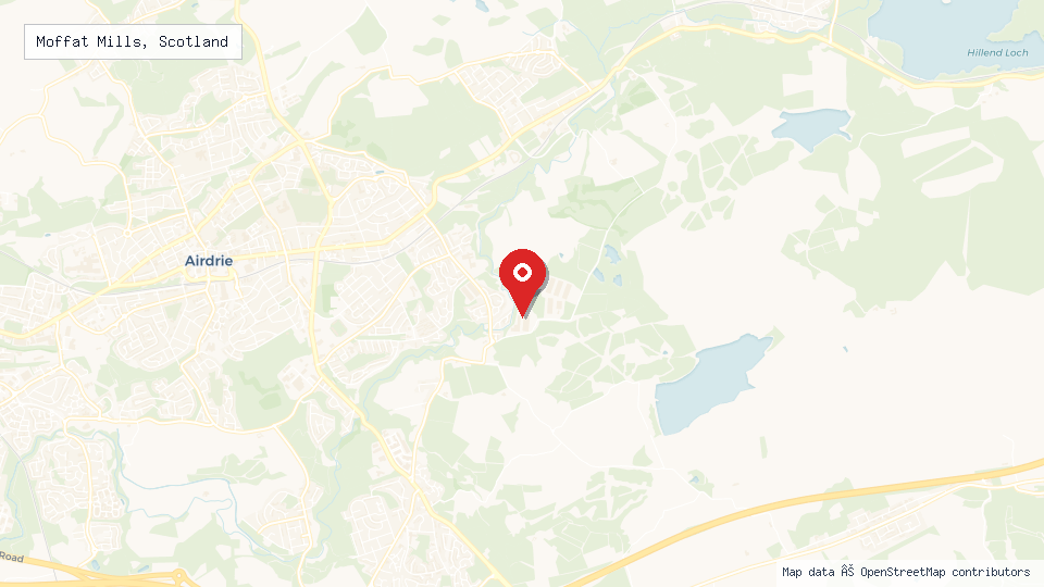 Street map of Moffat Mills, Scotland with location pin