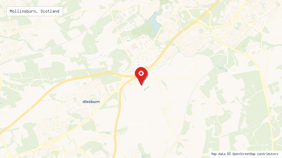 Street map of Mollinsburn, Scotland with location pin