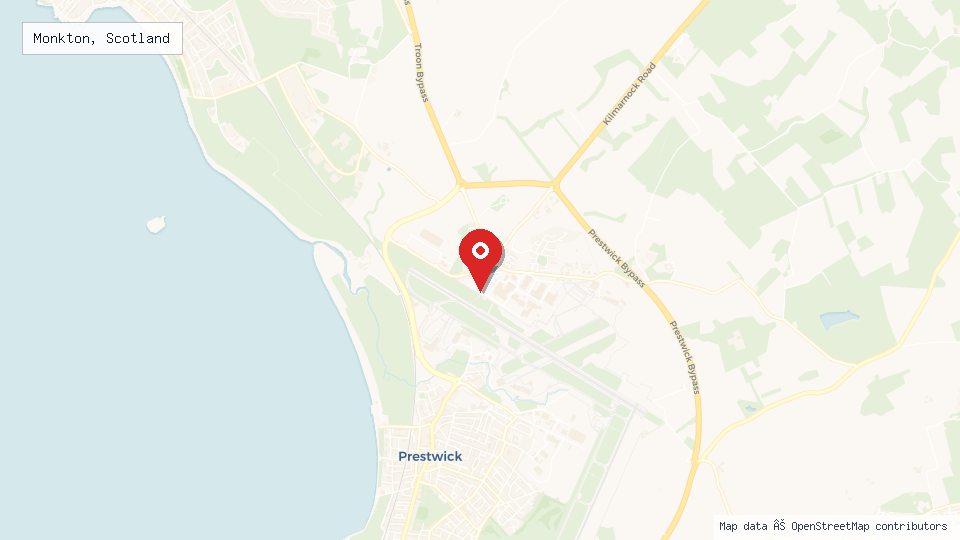 Street map of Monkton, Scotland with location pin