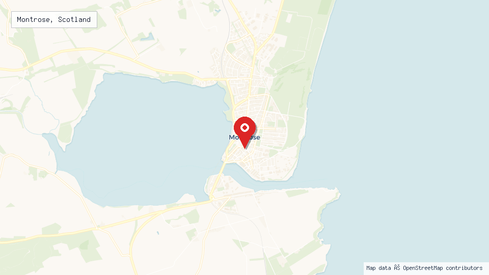 Street map of Montrose, Scotland with location pin