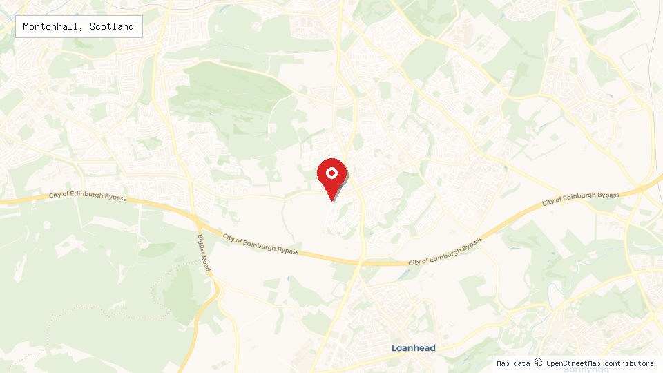 Street map of Mortonhall, Scotland with location pin
