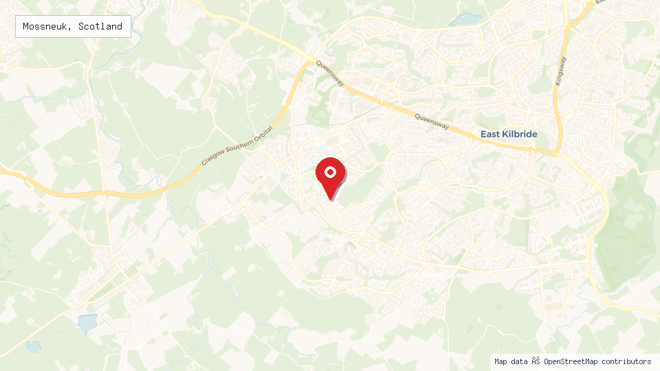Street map of Mossneuk, Scotland with location pin