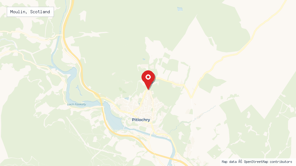 Street map of Moulin, Scotland with location pin