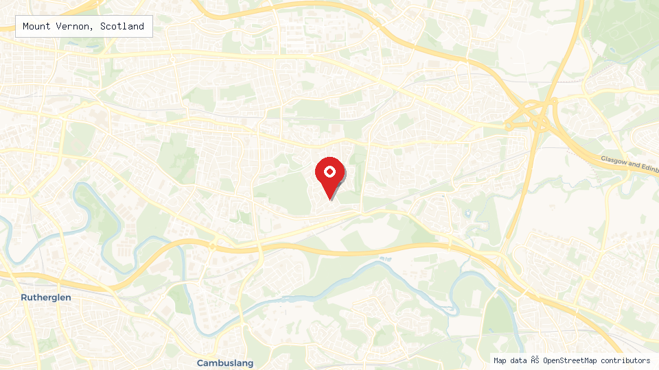 Street map of Mount Vernon, Scotland with location pin