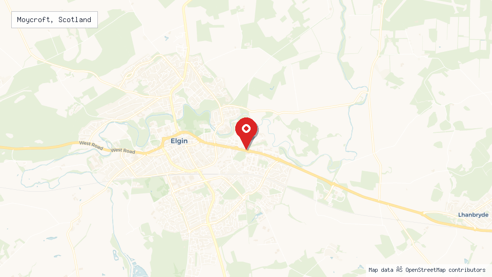 Street map of Moycroft, Scotland with location pin