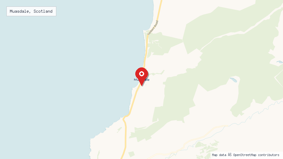 Street map of Muasdale, Scotland with location pin
