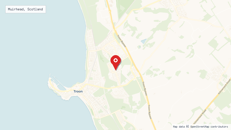 Street map of Muirhead, Scotland with location pin