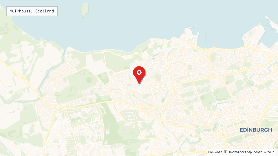Street map of Muirhouse, Scotland with location pin
